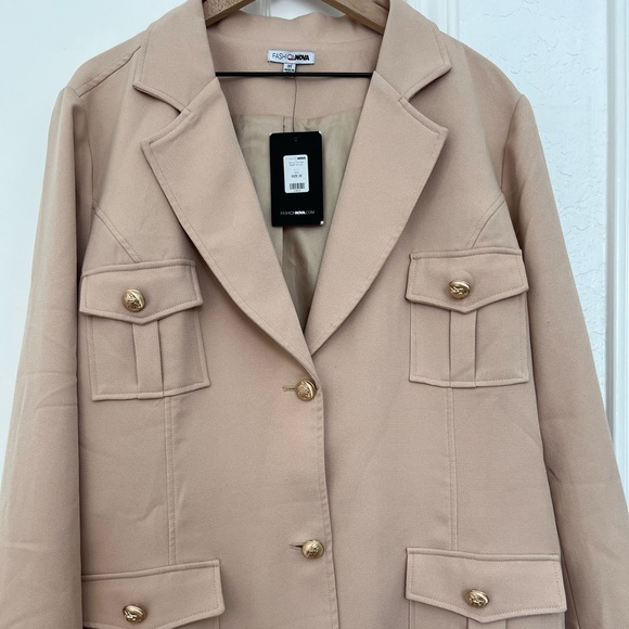 FashionNOVA Taking The Lead Blazer Romper Set | taupe beige | 3XL - Picture 3 of 16